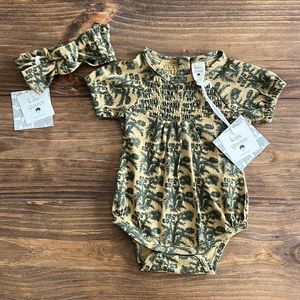 KATE QUINN Smocked Bubble, Thistle with Bow, Cotton, 0-3